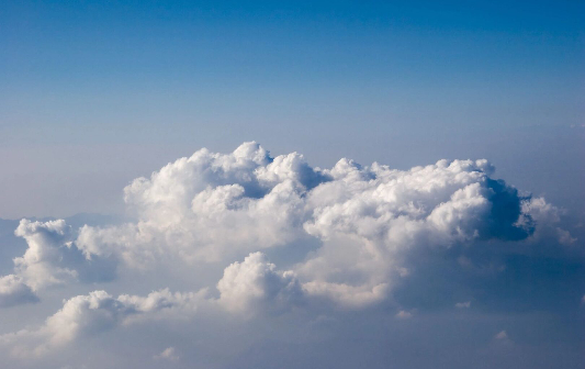 Closeup view of a bunch of white clouds
